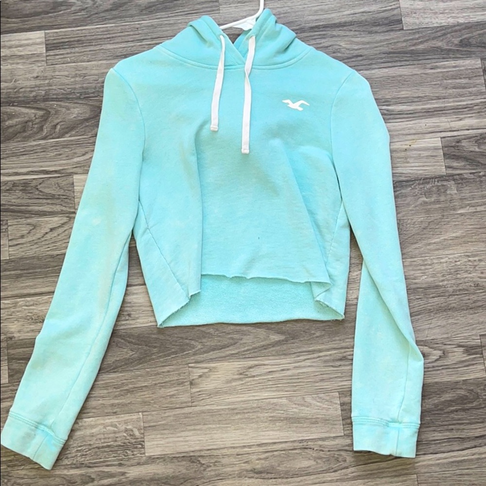 Turquoise cropped hoodie